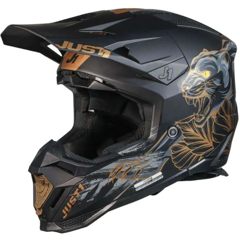 Vendita Finale Casco Moto Cross Enduro Just1 J40 06 Panter Nero Opaco