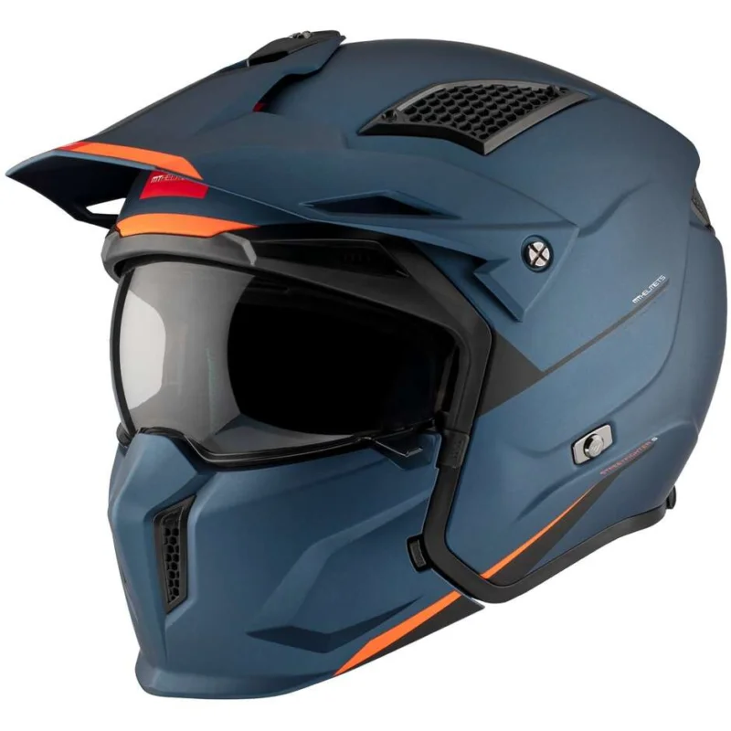 Casco Moto Trial Mt Helmets STREETFIGHTER SV S SOLID A7 Opaco Blu Consegna Rapida