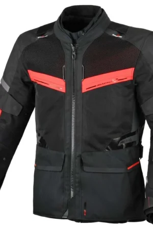 Giacca Moto Touring Macna Captane Nero Rosso Nuova Collezione