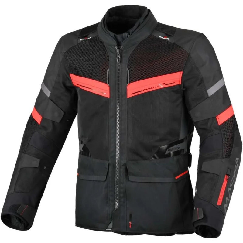 Giacca Moto Touring Macna Captane Nero Rosso Nuova Collezione