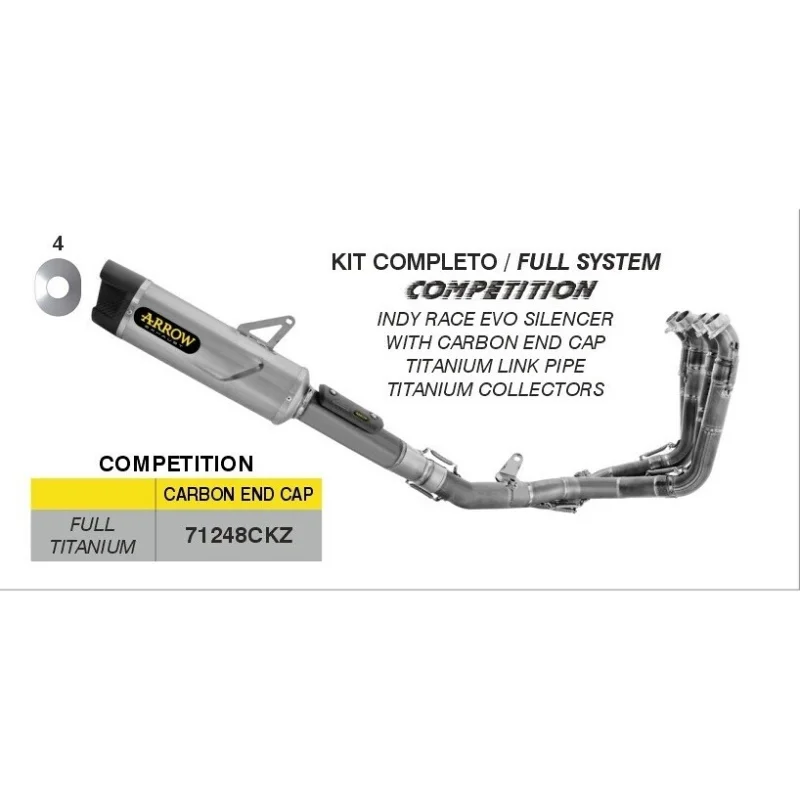 Scarico Completo Arrow COMPETITION Full Titanium con Terminale Indy Race Evo Per Honda CBR 1000 RR-R (24-25) Spedizione Espresso