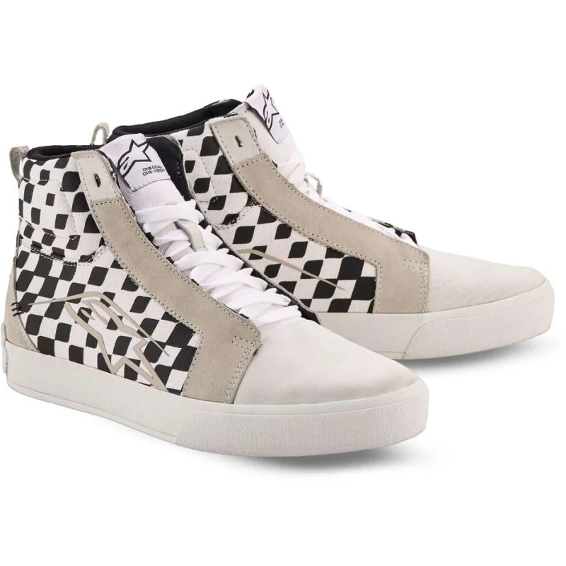 Vendita Finale Scarpe Moto Alpinestars RIDE-63 CANVAS Scacchi Bianco Nero