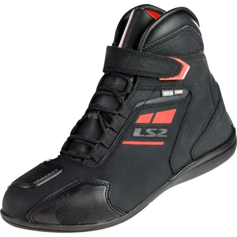 Vendita Finale Scarpe Moto Sportive Impermeabili Ls2 GARRA MAN WP Nero Rosso
