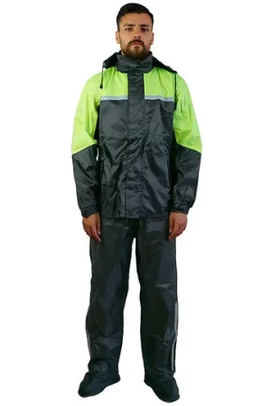 Vendita Finale Set Antipioggia Giacca e Pantalone Tj Marvin CLASSICO E31 Nero Giallo Fluo(2pz)