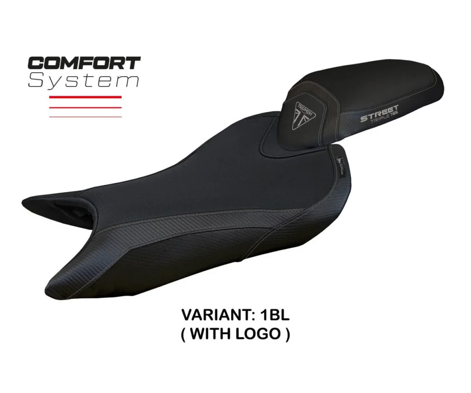 Rivestimento sella Norwich Comfort System Nero BL + logo Tpz compatibile per TRIUMPH STREET TRIPLE 765Modelli dal 2023 al 2026 TRST765NC-1BL-1 Pagamento Sicuro