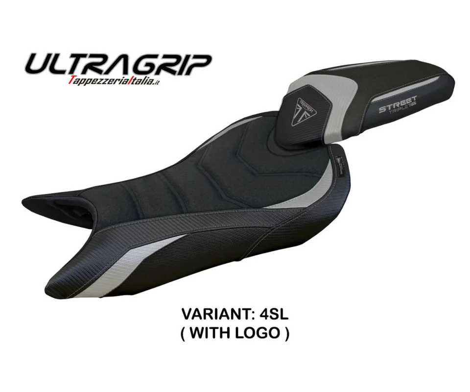 Rivestimento sella Norwich Ultragrip Argento SL + logo Tpz compatibile per TRIUMPH STREET TRIPLE 765Modelli dal 2023 al 2026 TRST765NU-4SL-1 Professionale