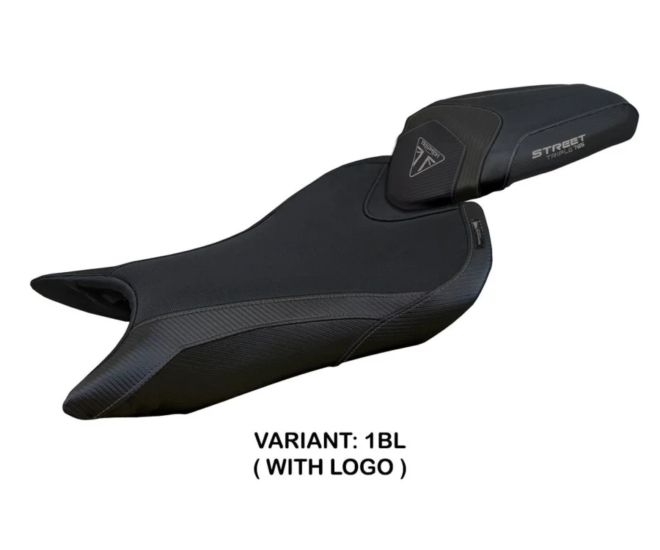 Rivestimento sella Norwich Nero BL + logo Tpz compatibile per TRIUMPH STREET TRIPLE 765Modelli dal 2023 al 2026 TRST765N-1BL-1 Promo Stagionale