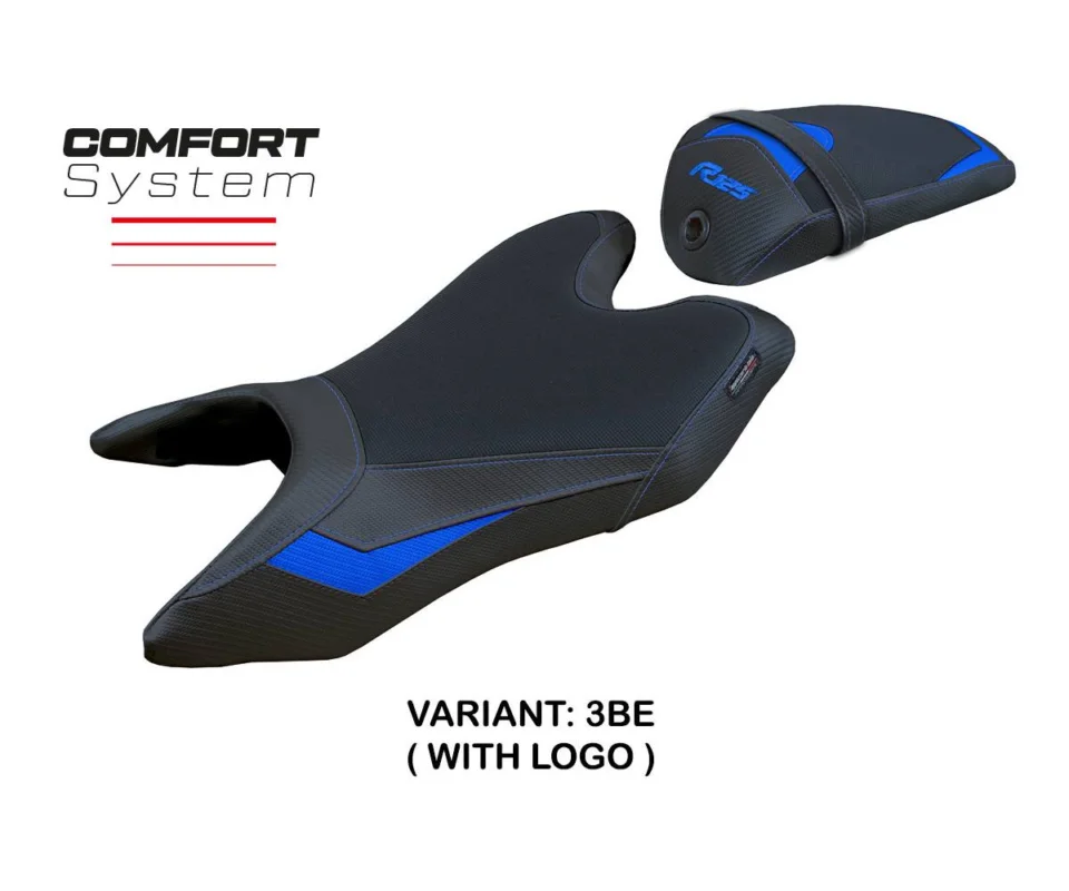 Ultima Occasione Rivestimento sella Ashwy Comfort System Blu BE + logo Tpz compatibile per YAMAHA R125Modelli dal 2019 al 2022 YAR12519AC-3BE-1