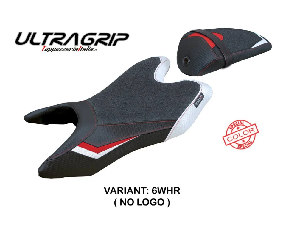 Spedito Oggi Rivestimento sella Ashwy Ultragrip Bianco - Rosso WHR Tpz compatibile per YAMAHA R125Modelli dal 2019 al 2022 YAR12519AU-6WHR-2