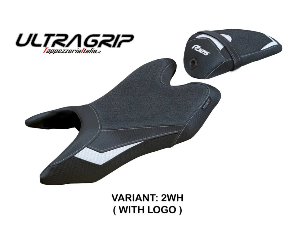 Novità Rivestimento sella Ashwy Ultragrip Bianco WH + logo Tpz compatibile per YAMAHA R125Modelli dal 2019 al 2022 YAR12519AU-2WH-1