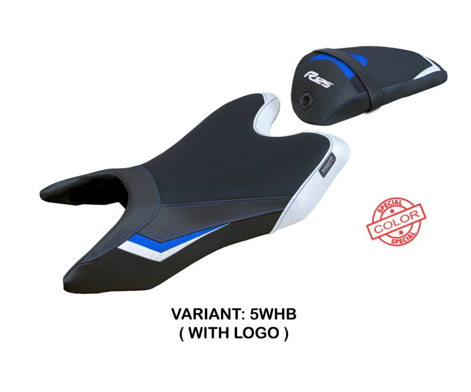 Rivestimento sella Ashwy Bianco - Blu WHB + logo Tpz compatibile per YAMAHA R125Modelli dal 2019 al 2022 YAR12519A-5WHB-1 Ultimissimo Modello