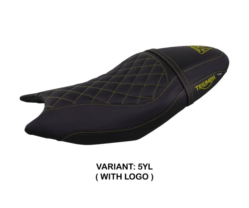 Rivestimento sella Sihlar Giallo YL + logo Tpz compatibile per TRIUMPH TRIDENT 660Modelli dal 2021 al 2026 TTRD66S-5YL-1 Più Venduto