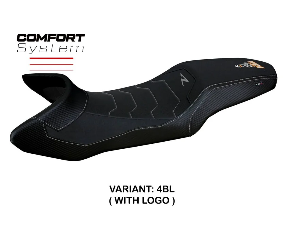 Solo Oggi Rivestimento sella Erice Comfort System Nero BL + logo Tpz compatibile per KTM 1290 SUPER ADVENTURE RModelli dal 2021 al 2023 KT129SRE-4BL-1