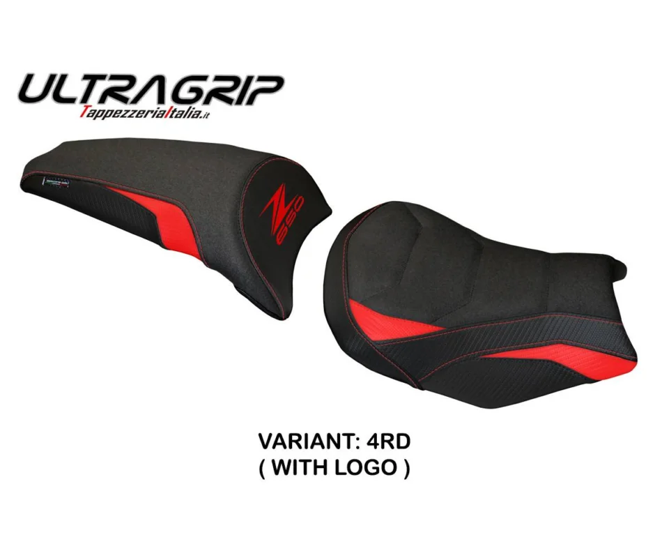 Nuova Collezione Rivestimento sella Scopeti 1 Ultragrip Rosso RD + logo Tpz compatibile per KAWASAKI Z 650Modelli dal 2017 al 2026 KWZ65S1-4RD-1