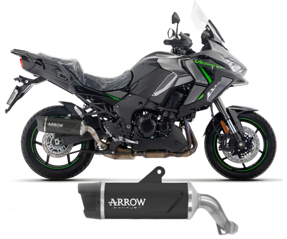 Terminale di scarico Arrow Indy-Race EVO Alluminio Dark Coppa in Carbonio per Kawasaki Versys 1100Modelli dal 2025 al 2026 71993AKN Nuovo Arrivo
