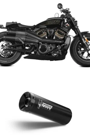 2 Terminali di Scarico MIVV HR-1 Inox Nero con Fondello in Carbonio per HARLEY DAVIDSON SPORTSTER SModelli dal 2021 al 2024 HD.004.LH1BC Soddisfatti O Rimborsati