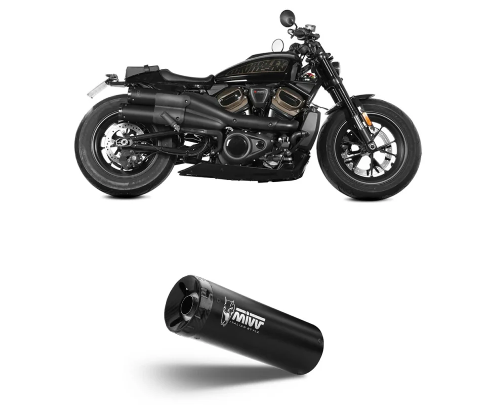 2 Terminali di Scarico MIVV HR-1 Inox Nero con Fondello in Carbonio per HARLEY DAVIDSON SPORTSTER SModelli dal 2021 al 2024 HD.004.LH1BC Soddisfatti O Rimborsati